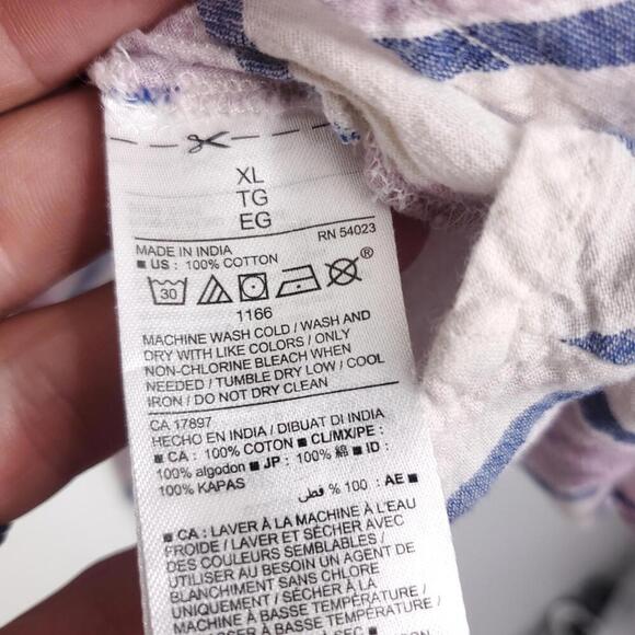 Old Navy Top Womens XL Peplum Button Front Plaid Flowy Summer Casual Purple - Picture 6 of 8